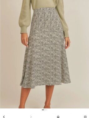 LUSH High Waist Floral Midi Skirt Black Cream Small Lined NWOT flowy bohemian